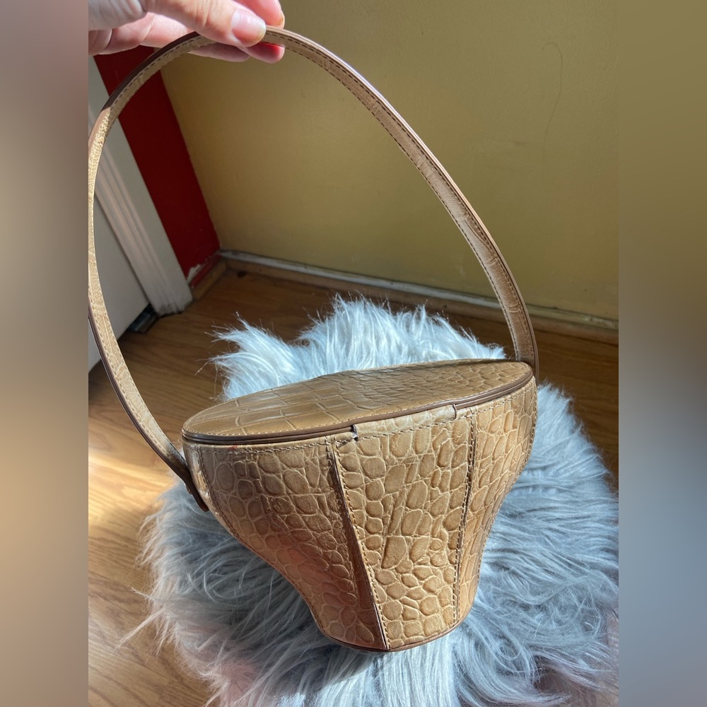 STAUD croc embossed leather bag